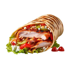 Shawarma sandwich isolated on transparent background