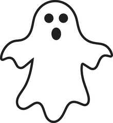 Creepy Halloween Ghost Icon in Black | Silhouette Art Illustration Vector Format