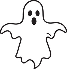 Creepy Halloween Ghost Icon in Black | Silhouette Art Illustration Vector Format