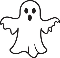 Creepy Halloween Ghost Icon in Black | Silhouette Art Illustration Vector Format