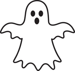 Creepy Halloween Ghost Icon in Black | Silhouette Art Illustration Vector Format