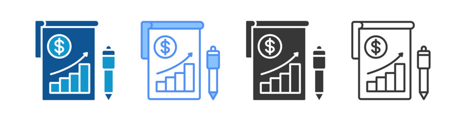 Financial Statement Icon Set Multiple Style Collection