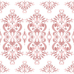 Classic Damask seamless pattern, Vintage design, element old style, Rose gold floral ornament, Luxury Ornamental lace tracery, Traditional background, Vector Illustration for Elegant Textile Design
