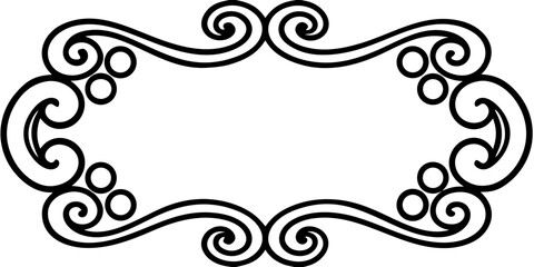 Fototapeta premium Elegant baroque-style corner flourish featuring bold swirls and decorative accents, perfect for sophisticated stationery and ornate packaging black silhouette vector