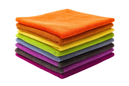 Stack of colorful cleaning cloths