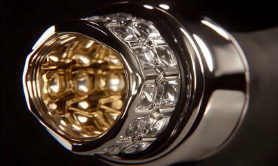 Intricate Gold and Diamond Ring Detail with Polished Metal and G