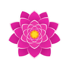 Fototapeta premium Stylized Pink Lotus Flower with Yellow Center and White Edges.