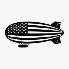 American Flag Airship Silhouette Patriotic Symbol of Freedom and Independence