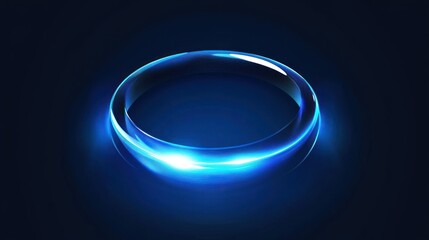 Fototapeta premium Luminous Blue Ring on Dark Background - A Symbol of Connection