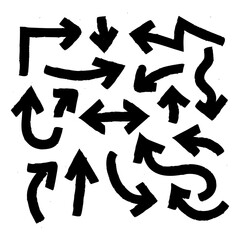 set arrows cartoon doodle shape many direction