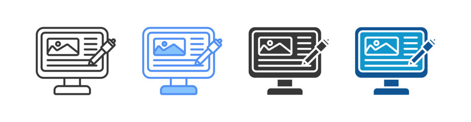 Blogging Icon Set Multiple Style Collection