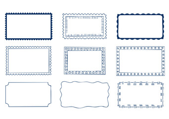 Whimsical Blue Hand-Drawn Frame Set on Pale Cream Background