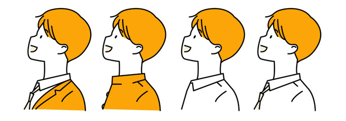 上を向く男子学生4セット_シンプル