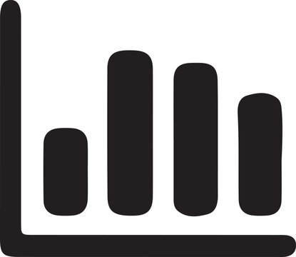 Black bar graph icon with rounded tops chart data