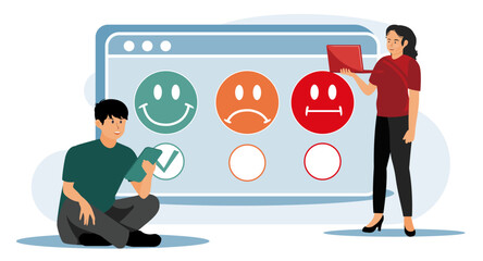 People Interacting with an Online Feedback and Survey System.