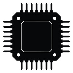 Urban vector illustration of computer circuit architecture with pixel art building silhouettes