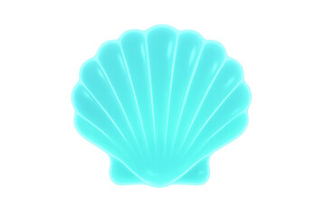 Turquoise scallop shell glowing on a transparent background, perfect for summer and marine-themed projects