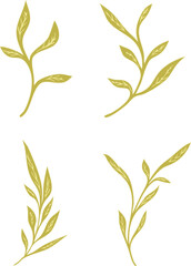 Botanical Gold Leaf Sprigs: Delicate Floral Design Elements