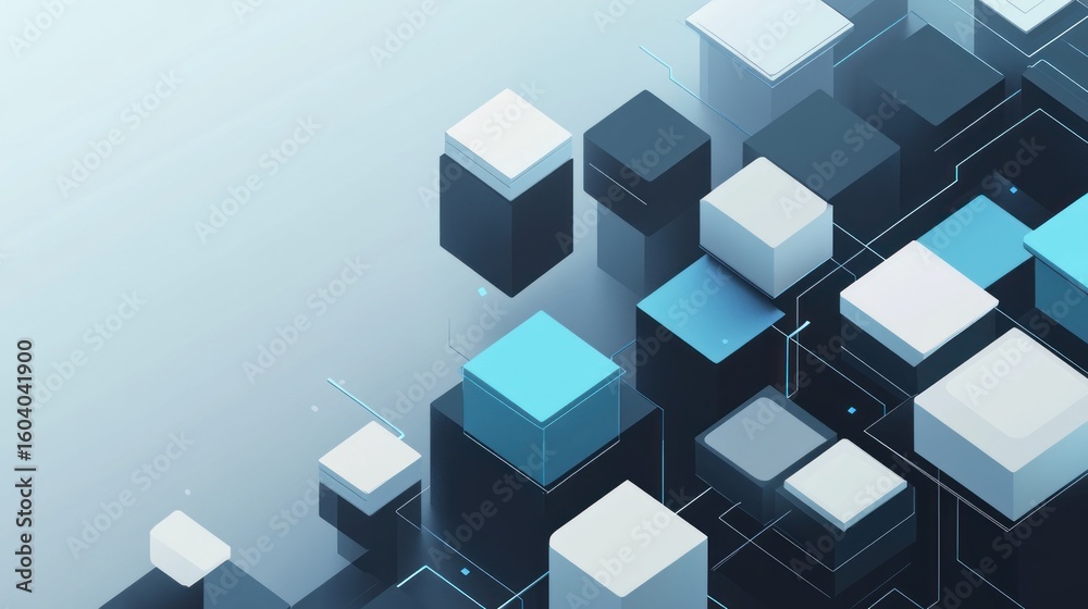 Poster abstract 3d cubes floating in ethereal space creating futuristic effect