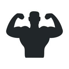 Silhouette of a muscular male flexing biceps