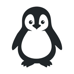 Fototapeta premium Cute cartoon penguin illustration with simple black and white design