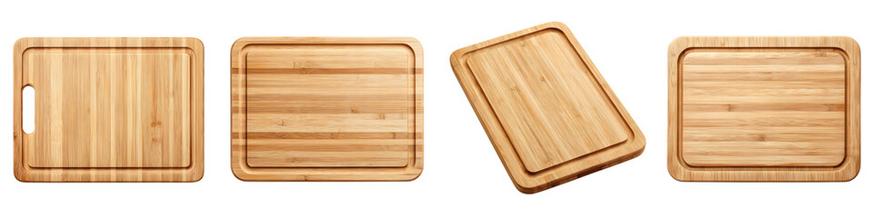 Assorted Wooden Cutting Boards on White Background