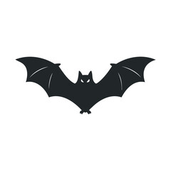 Fototapeta premium Silhouette of a flying bat with outstretched wings on white background