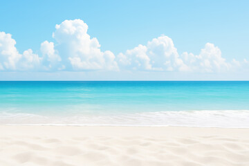 Obraz premium Bright Blue Sky and Calm Beach Horizon