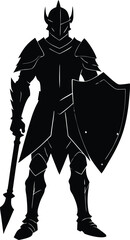Obraz premium The Mighty Knight Standing Proudly With His Shield and Spear new 2025 trendy