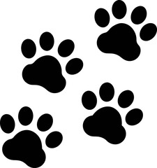 Four Bold Animal Paw Prints in Minimalist Style Representing Pets, Tracks, and Companions