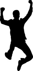 Jumping Silhouette of Victorious Person Evoking Energy, Celebration, and Accomplishment