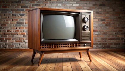 Retro TV on wooden floor