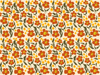 Seamless floral pattern with colorful flowers and leaves for nature inspired wallpaper and textile design Exotic hand drawn floral pattern. Seamless pattern with flowers and leopard for fabric