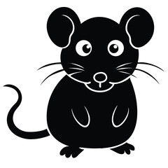 A cheerful, cute cartoon mouse with cheese, a funny rodent character