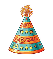 Bright Starry Party Hat Celebration Graphic