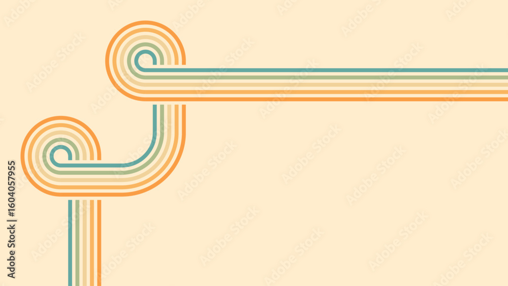 Wall mural abstract background of rainbow groovy wavy line design in 1970s hippie retro style. vector pattern r