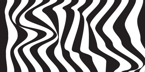 Black and White Wavy Line Optical Illusion Background – Abstract Zebra Stripe Pattern