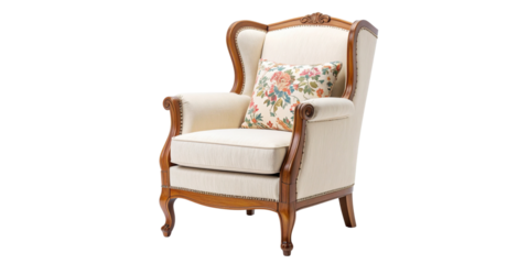 A classic, comfortable, old-fashioned leather armchair, perfect for luxurious home interior design or antique decor