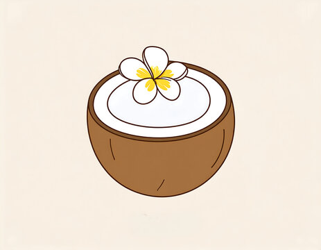 Tropical Coconut Dessert with Frangipani Flower&mdash;Summer Vacation Treat