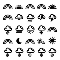 Children’s Weather Icons – Rainbow, Cloud, Sun, Snow & Wind in Cute Pastel Vector Set for Nursery Decor, Education & Kids’ Apps