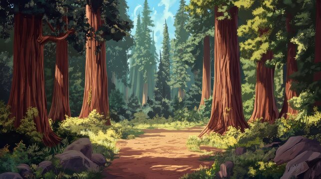 Panoramic view of a redwood forest - Powered by Adobe