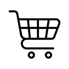 Trolley shopping cart line icon isolated on white background.