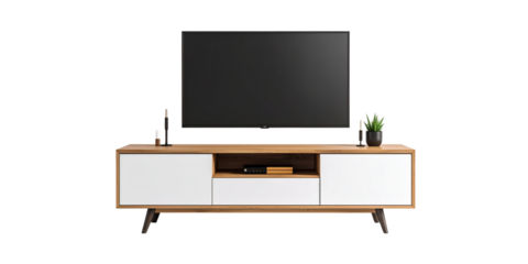 A modern flat screen television sits on the floor in an empty living room, ready for home entertainment