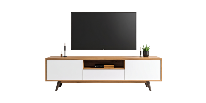 A modern flat screen television sits on the floor in an empty living room, ready for home entertainment
