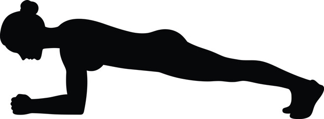 Silhouette of woman doing a plank exercise for core strength and fitness training