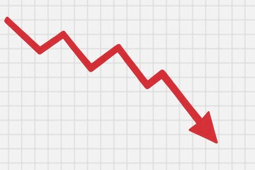 Obraz premium Red Zigzag Line Illustrating a Downward Trend on a Graph Background Representing Business Decline or Economic Downturn Visualization Concept