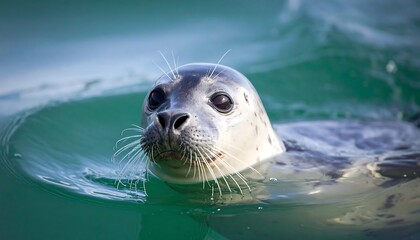 Fototapeta premium Seal swimming in teal water (1)