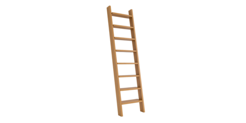 Wooden stepladder on a white background, symbolizing the climb to success or construction work