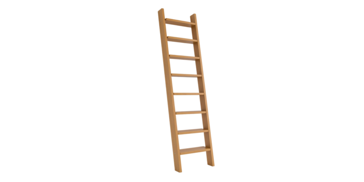 Wooden stepladder on a white background, symbolizing the climb to success or construction work