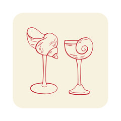 Vector red glas with red whimsical bow and cherry
